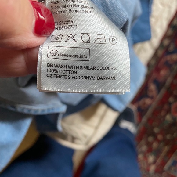 H&M Blue Oversized Jean Shirt Jacket Back Pleat - Picture 10 of 11